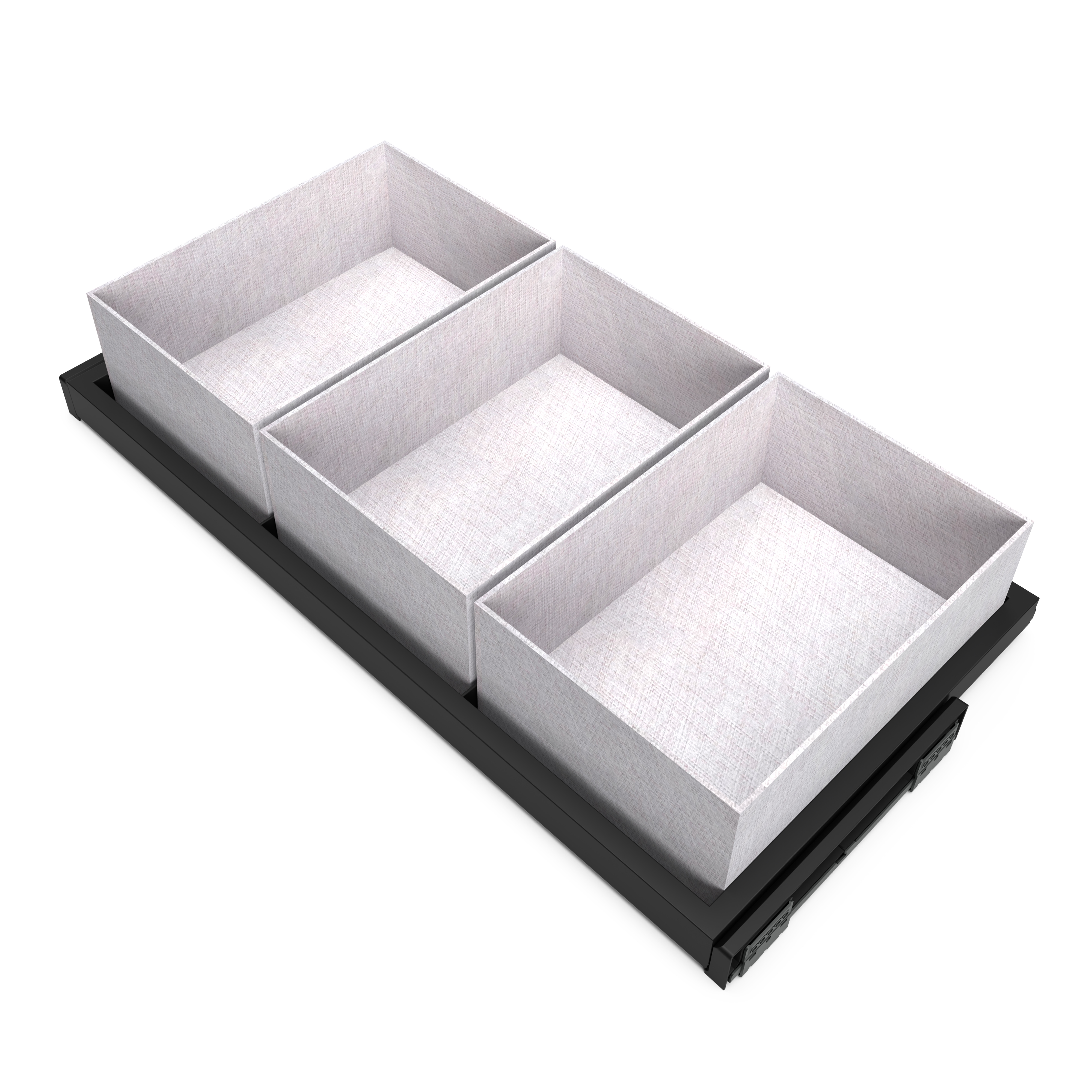 Emuca Komplet tac, 3 kosze organizacyjne i rama z miękkim zamknięciem do szaf, regulowany, moduł 900 mm, teksturowany Czarny