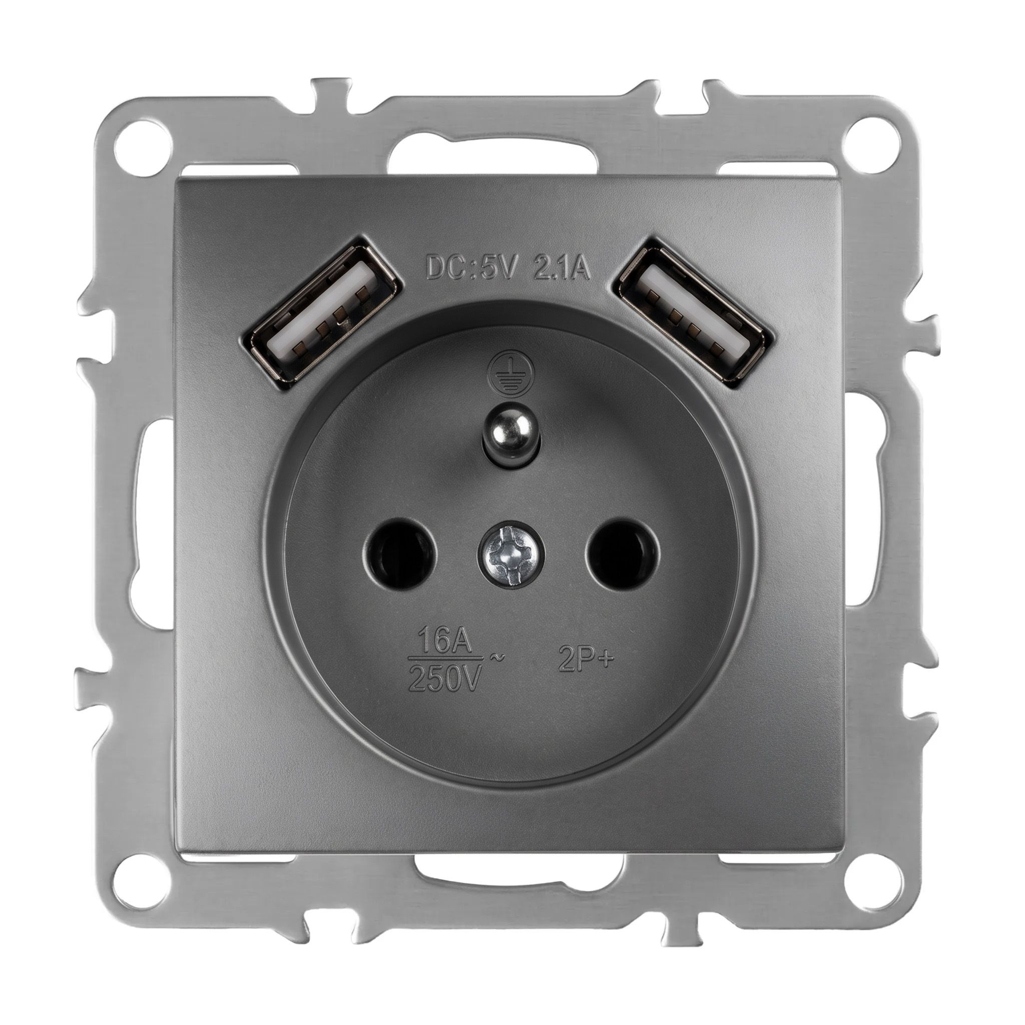 Toolight Priză Simplă Cu Împământare + 2x Usb-a Oste Jnh003-g Grey
