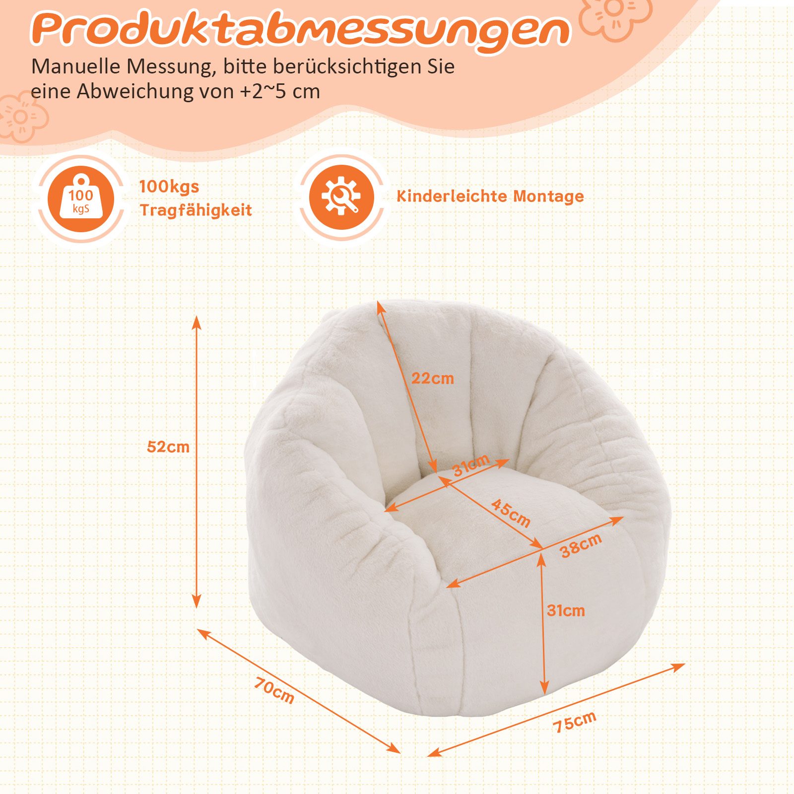 Pouf en peluche doux, confortable, adapté pour salon, coin lecture ...