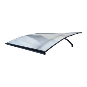 Auvent Porte Aluminium & Polycarbonate 80×80 Cm – Protection Pluie, Grêle, UV, Design Moderne Insonorisé, Résistant Typhon Cat.12, Facile à Installer