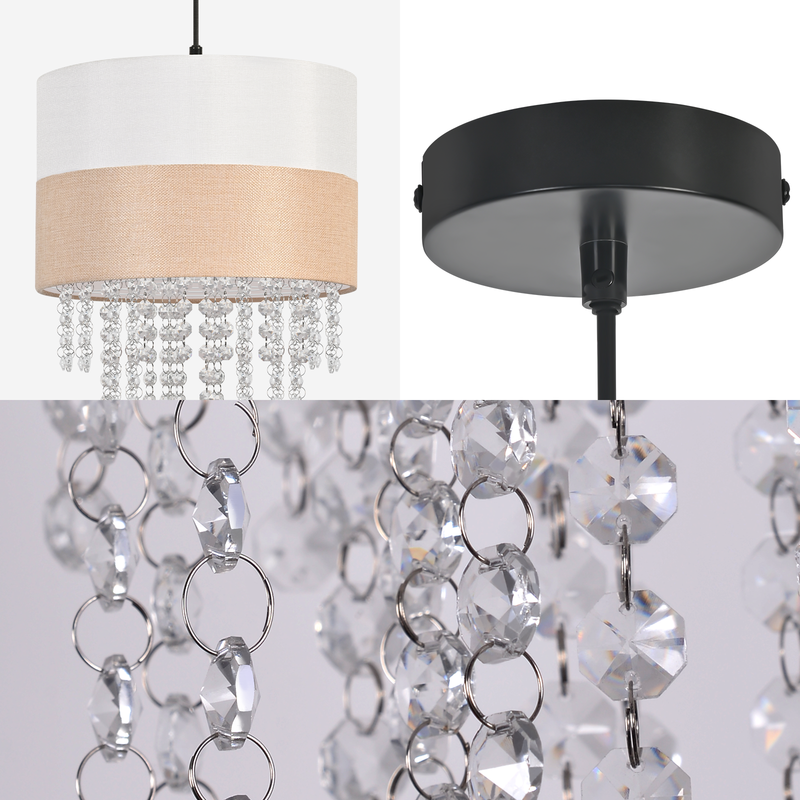 Nettlife Lampa Wisząca Vintage 1xE27, Kryształowa, Regulowana, Retro do Jadalni i Sypialni (Brak żarówki) - 4
