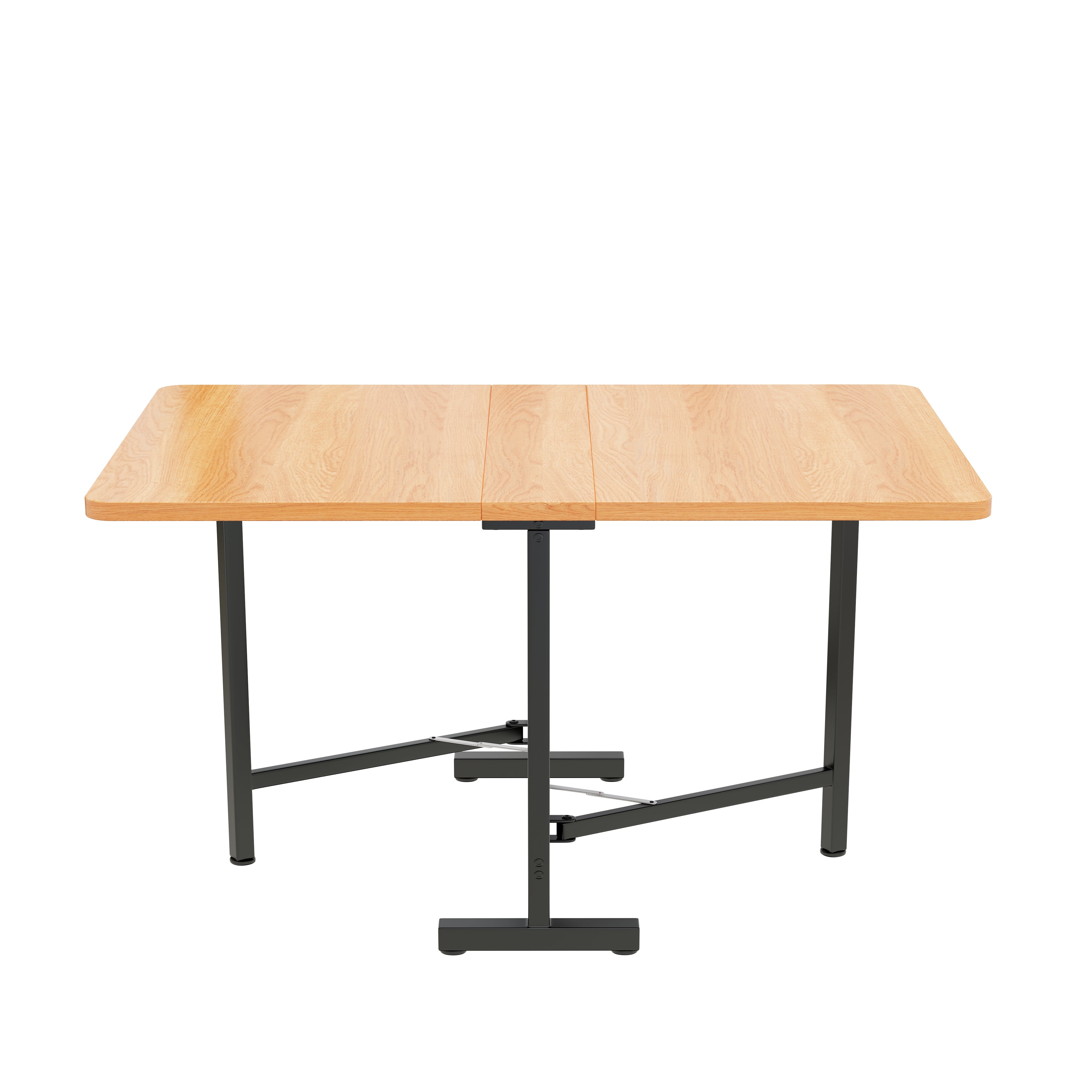 Table à manger pliable 4 à 6 couverts - L 120 x l 80 x H 75 cm - Bois MDF et métal - Naturel - 6