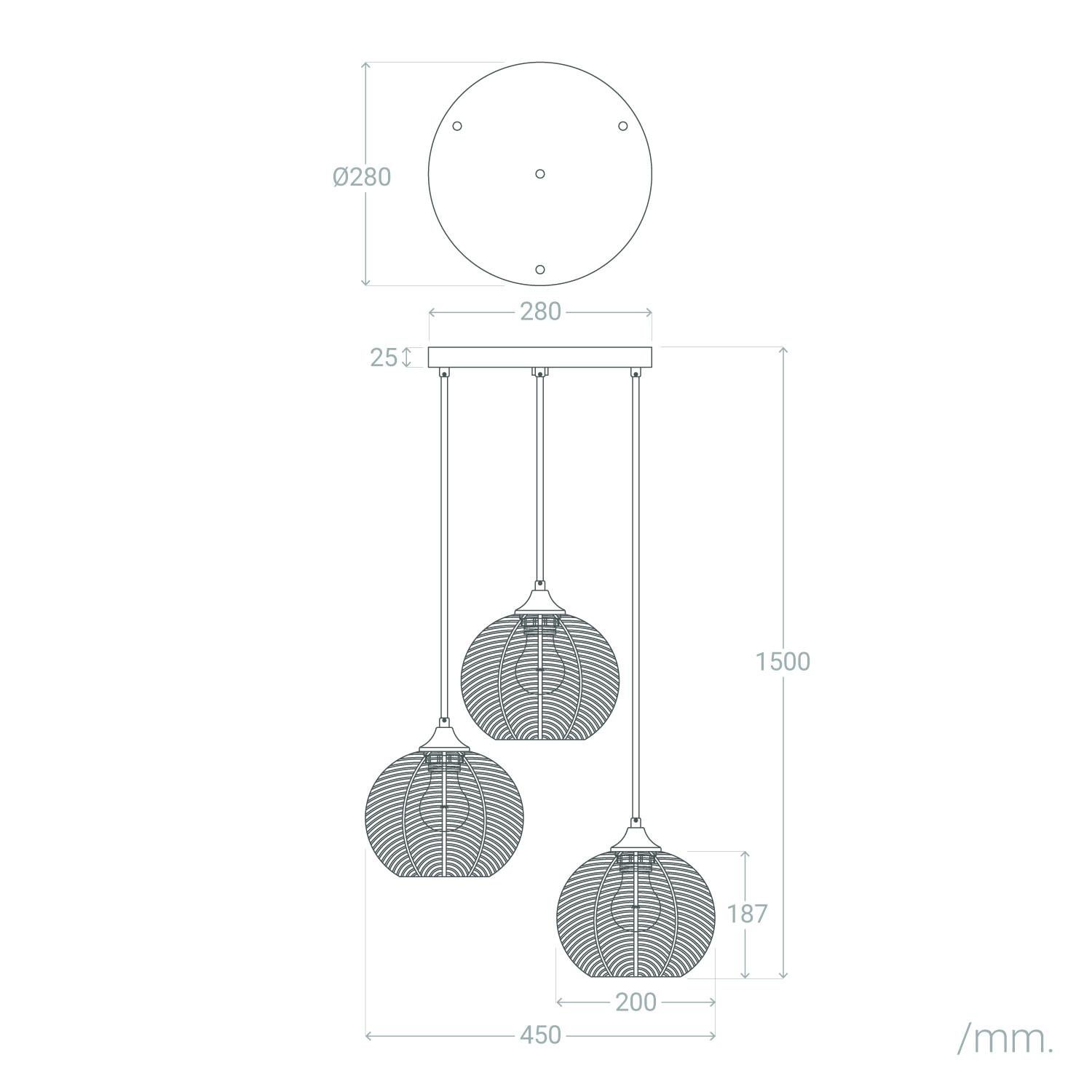 LEDKIA LIGHTING - Lámpara Colgante Tri Klimt | Diseño Clásico y Elegante | 3 Pantallas de | Compatible con Bombillas E27 | Uso en Interiores, - 5