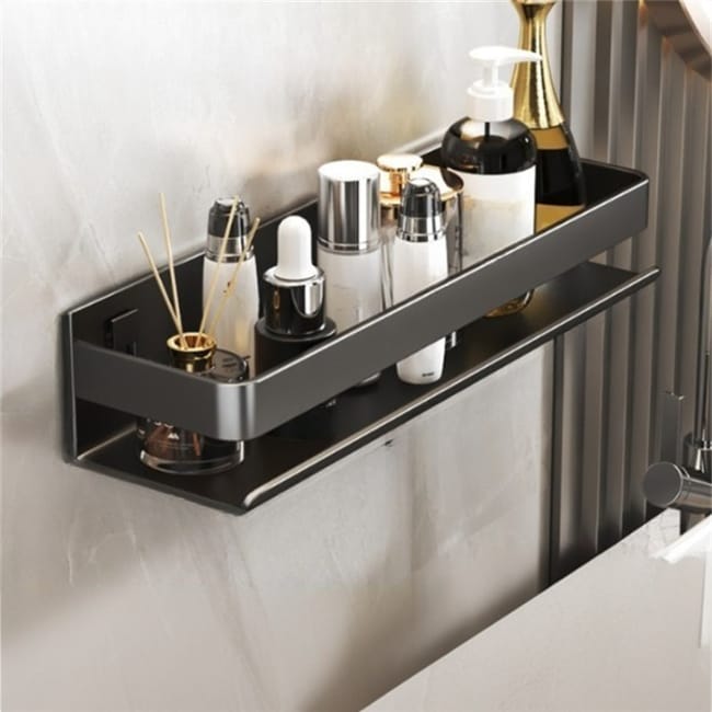 Mensola Doccia Autoadesiva In Alluminio 40cm Nera - Senza Foratura, Resistente All'acqua E Alla Ruggine - Foto 5