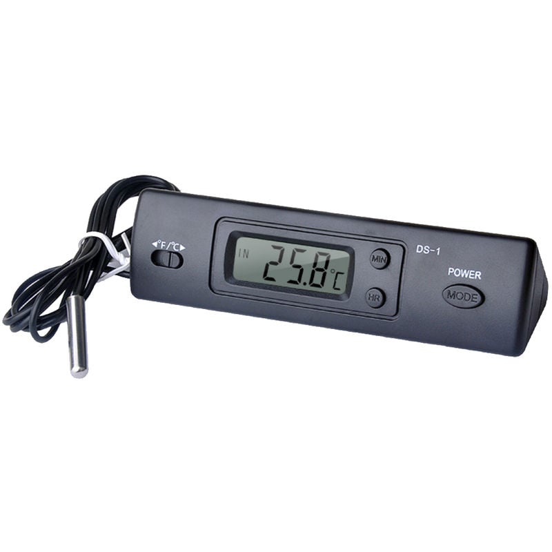 Miniaturowy cyfrowy elektroniczny termometr samochodowy, wielofunkcyjny termometr wewnętrzny i zewnętrzny z wyświetlaczem temperatury i czasu oraz so