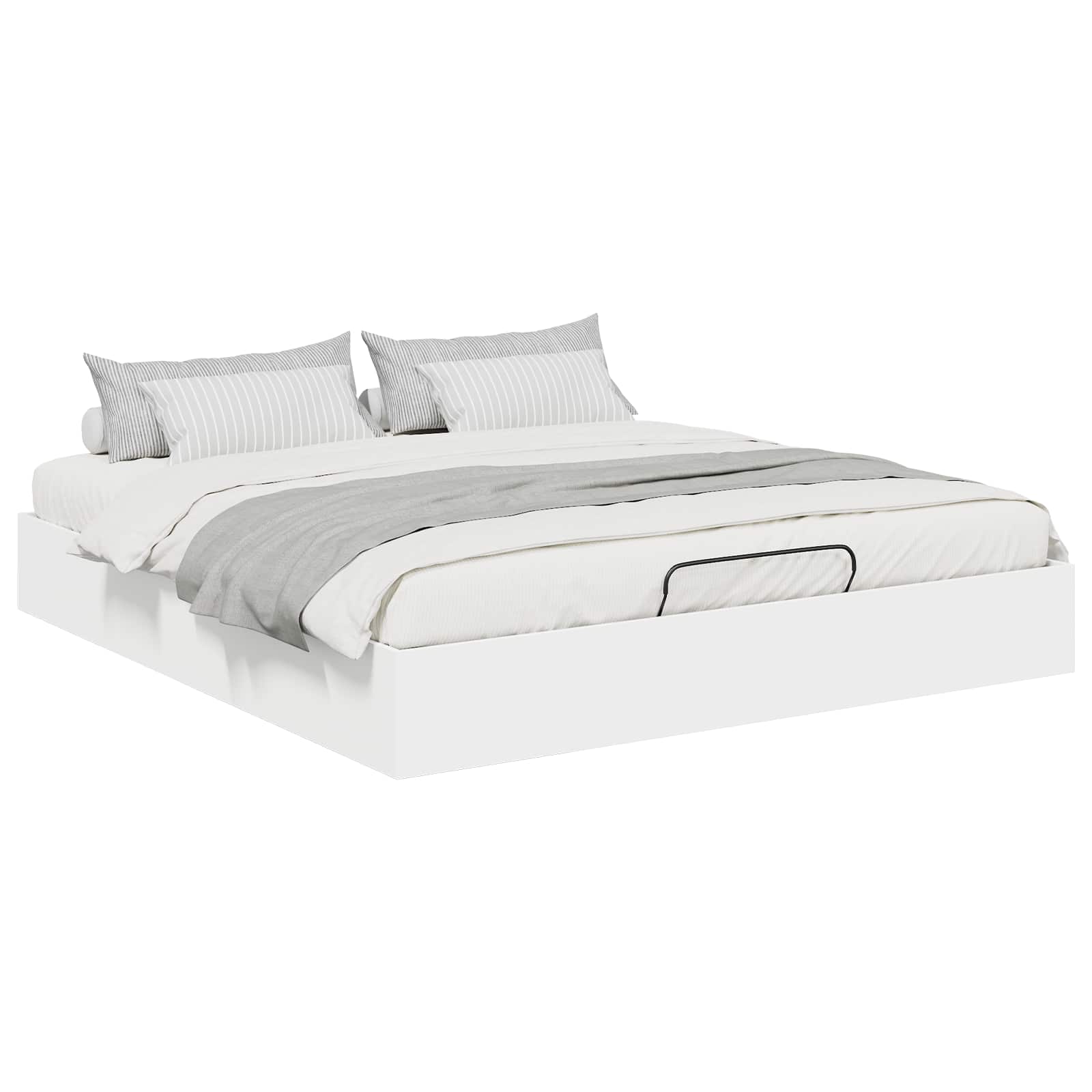 Cadre de lit ottoman en panneau de bois blanc, pour la chambre, 180 × 200 cm - 3