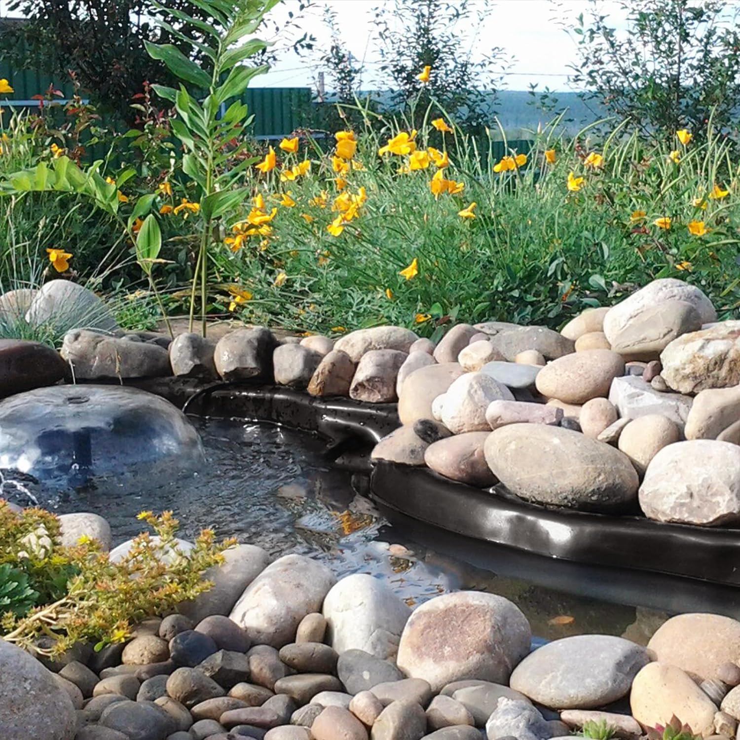 Revêtement d'étang, revêtement d'étang à poissons de 1 * 1 mètre, facile à couper, adapté aux étangs et aux fontaines de jardin (noir) - 2
