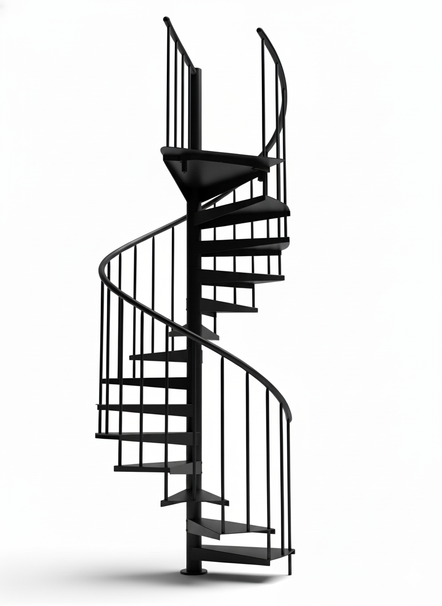 Escalera de caracol interior metálica. Altura máx. 293cm Ø110cm.Negro ...
