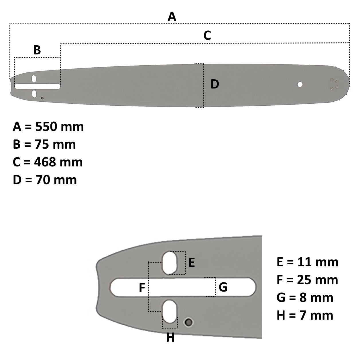 Barra Guida Di Ricambio Per Motosega - Lunghezza 30,5 Cm (circa 12 Pollici), In Metallo