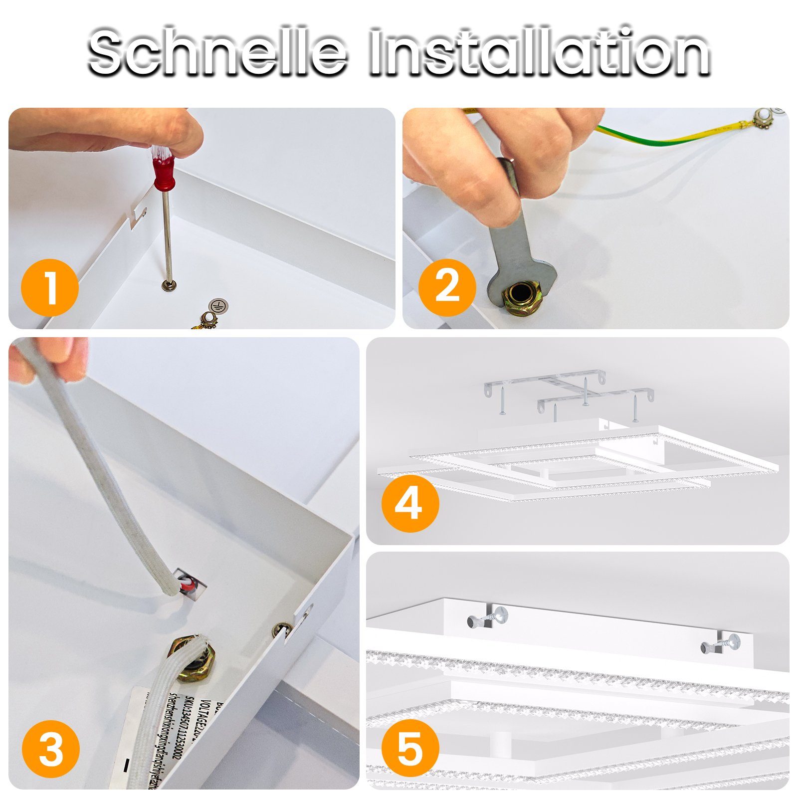 NETTLIFE Ściemnialna lampa sufitowa LED Nowoczesny design Salon z pilotem 52W Lampa kuchenna do sypialni i jadalni - 7