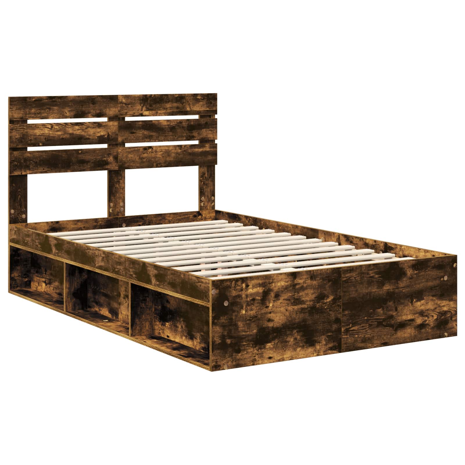 Cadre de lit chêne fumé en pin massif, pour la chambre, 120 × 190 cm - 4