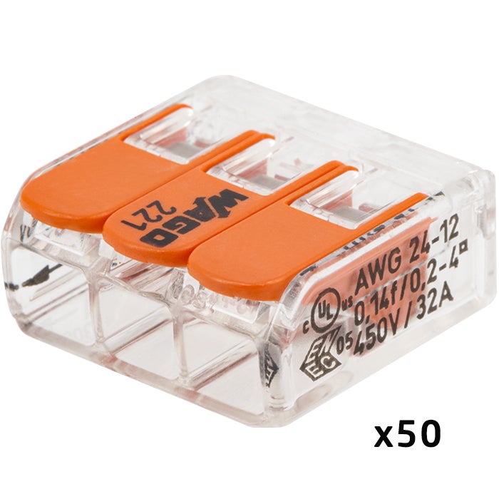 Pot de bornes Wago, 30x2 entrées, 50x3 entrées, 20x5 entrées, 32A, transparent, sans outils, CAGE CLAMP®, 405V, 4kV, 0.14-4 mm² - 3