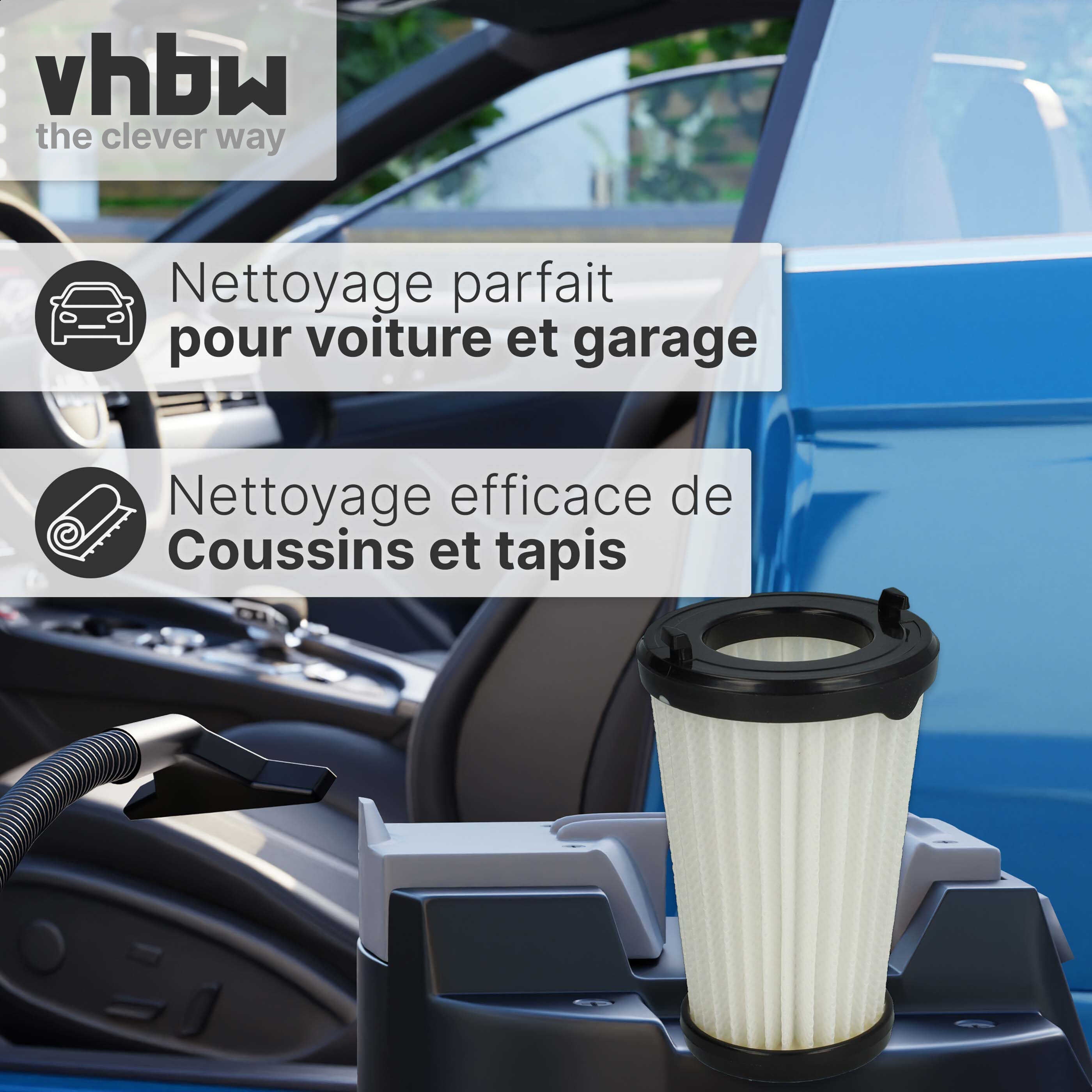 vhbw Lot de 2x filtres à cartouche compatible avec AEG CX7-2-45S360, CX7-2-45WM - Filtre plissé - 4