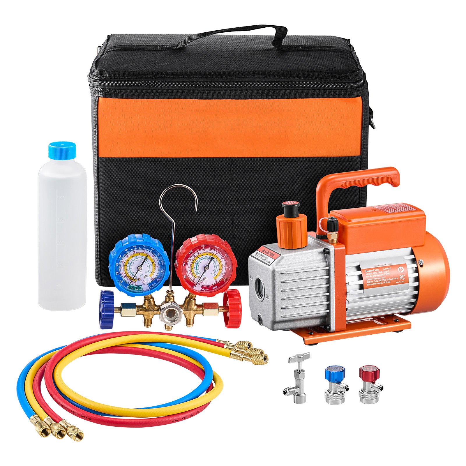 Pompa a Vuoto SucceBuy 3,5 CFM AC,Palette Rotanti Un Piano,Set Manometri per R134a,R12,R22,R502a,Kit Refrigerazione CVC - 3