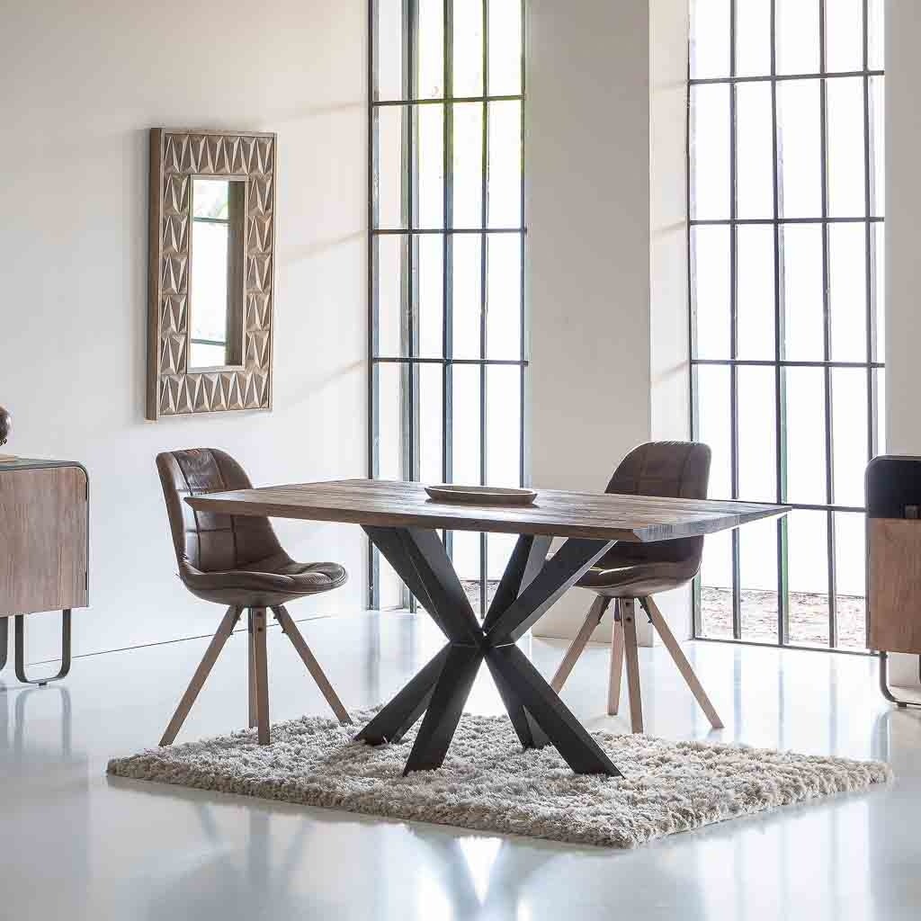 Table à manger bord naturel en bois d'acacia 160 x 90 x 76h cm | Leroy ...