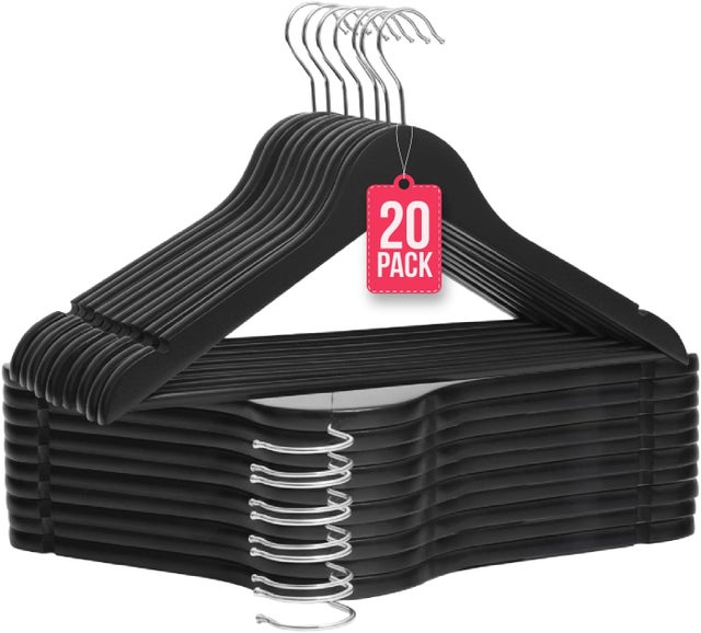 Pack De 6 Perchas Negras De Plástico - Medidas 38 X 18 Cm, Con Muescas Antideslizantes
