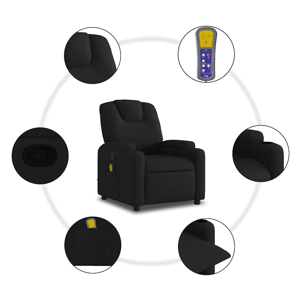 Fauteuil de Salon，Chaise，Fauteuil inclinable de massage en tissu noir - 6