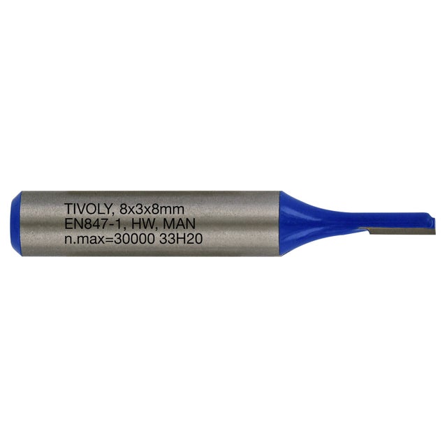 Tivoly • Fraise de Défonceuse à Rainurer Droit • Ø3mm • Lame en Carbure • Tige Ø8mm • Pour Travail du Bois