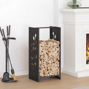 VOUNOT Porte Bûches De Cheminée Avec 4 Outils - Grande Capacité 75x38x38cm - Métal Noir Avec 2 Étagères
