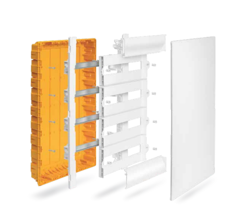 Scatola Di Distribuzione ELEKTRO-PLAST Rp36 Da Incasso – 36 Moduli, Con Morsetti N+PE, IP40, IK07, Bianco/Arancione