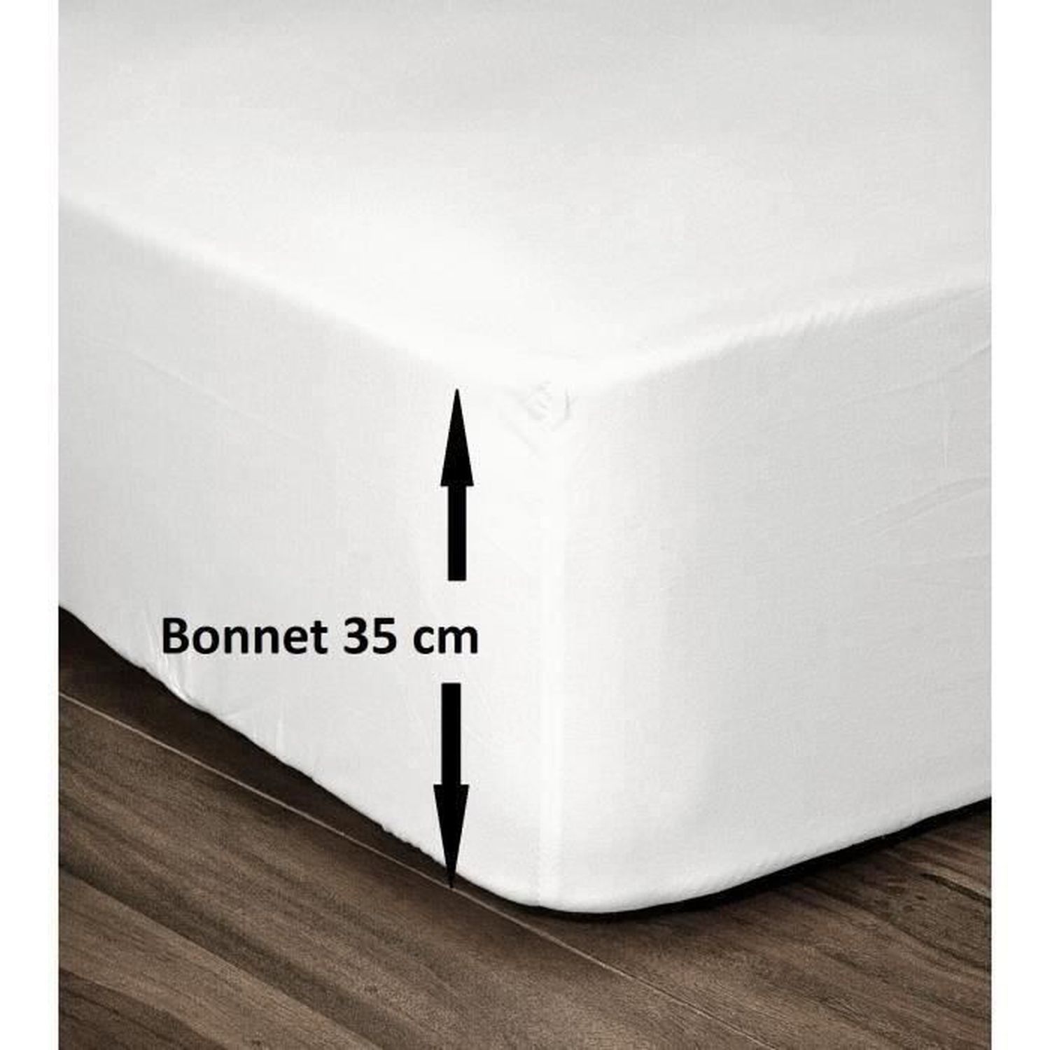 Sábana bajera 100% algodón 140 x 190 cm capó 35 cm blanco