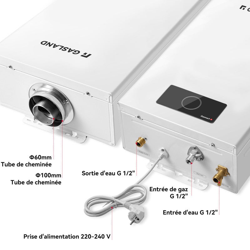 GASLAND Gasmart C GS318NG Chauffe-eau instantané au gaz naturel 12L Chauffe-eau à grande capacité pour l'intérieur 24kW - 2