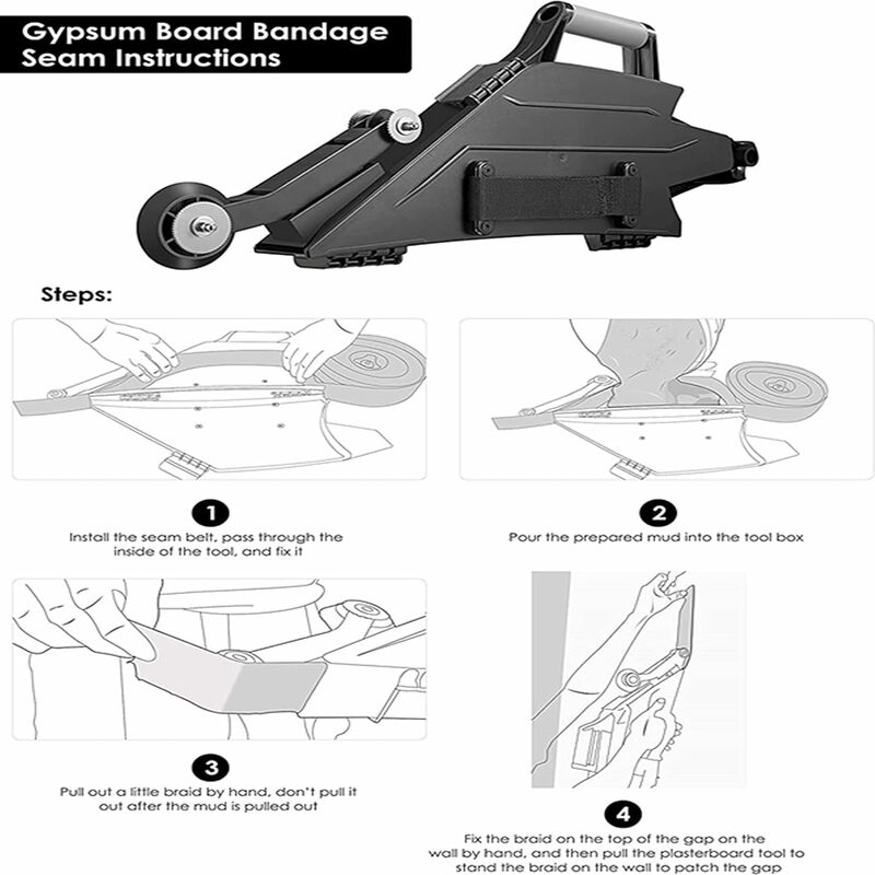 Banjo Plaquiste avec Roue d'Angle Intérieure, Changement Rapide, Sangles Réglables, pour Joint Panneau de Gypse, Usage Droite/Gauche - 5
