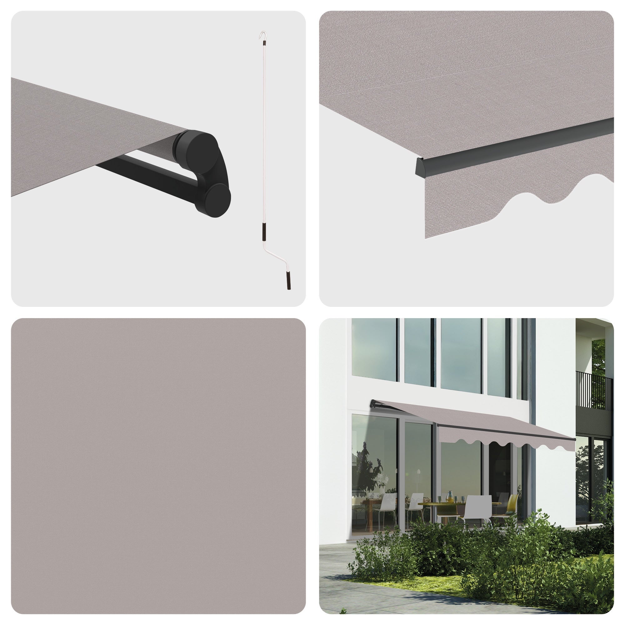 Toldo Manual Retrátil 3x2,5m Cinza Poliéster – Estrutura em Alumínio Antracite Inclinação Regulável - 2
