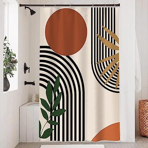 Terakotowa geometryczna czarna linia nowoczesna minimalistyczna wanna anty-pleśniowa wodoodporna zmywalna zasłona do wanny z poliestru 120*180 cm