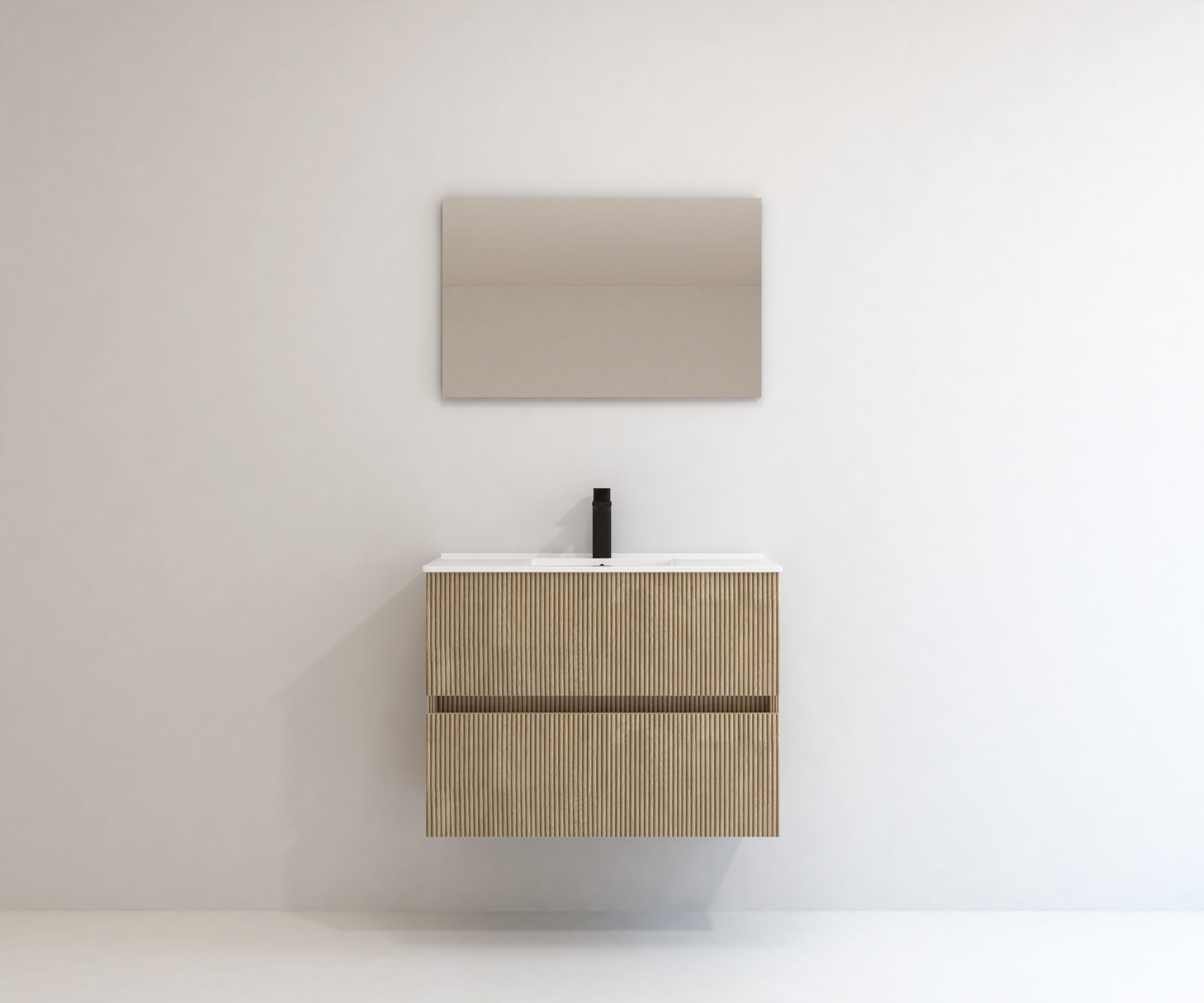 Pack Meuble de Salle de Bain Avantarea avec Vasque Simple et Miroir Uni CARCANS Alcatraz 80CM - 4