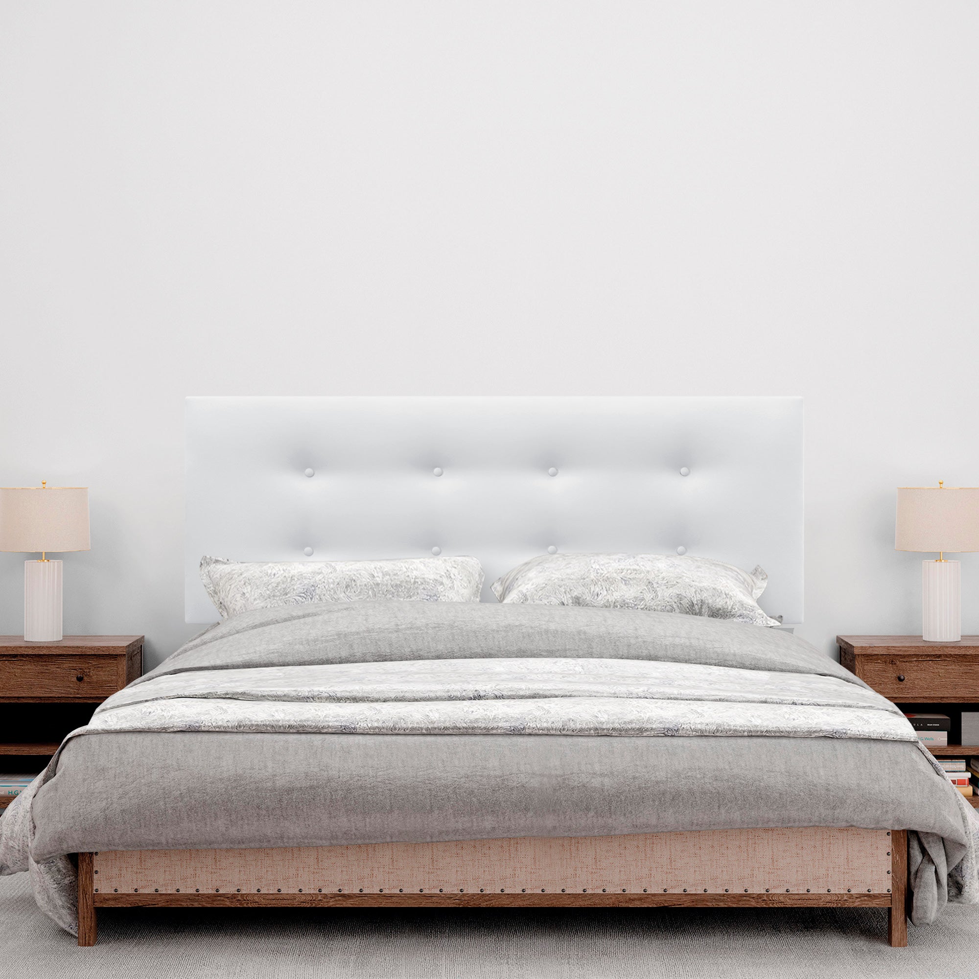DHOME Cabecero de Polipiel Premium Pro con 2 hileras de Botones Cabezal tapizado Cama Lujo (Blanco, 150cm) - 3