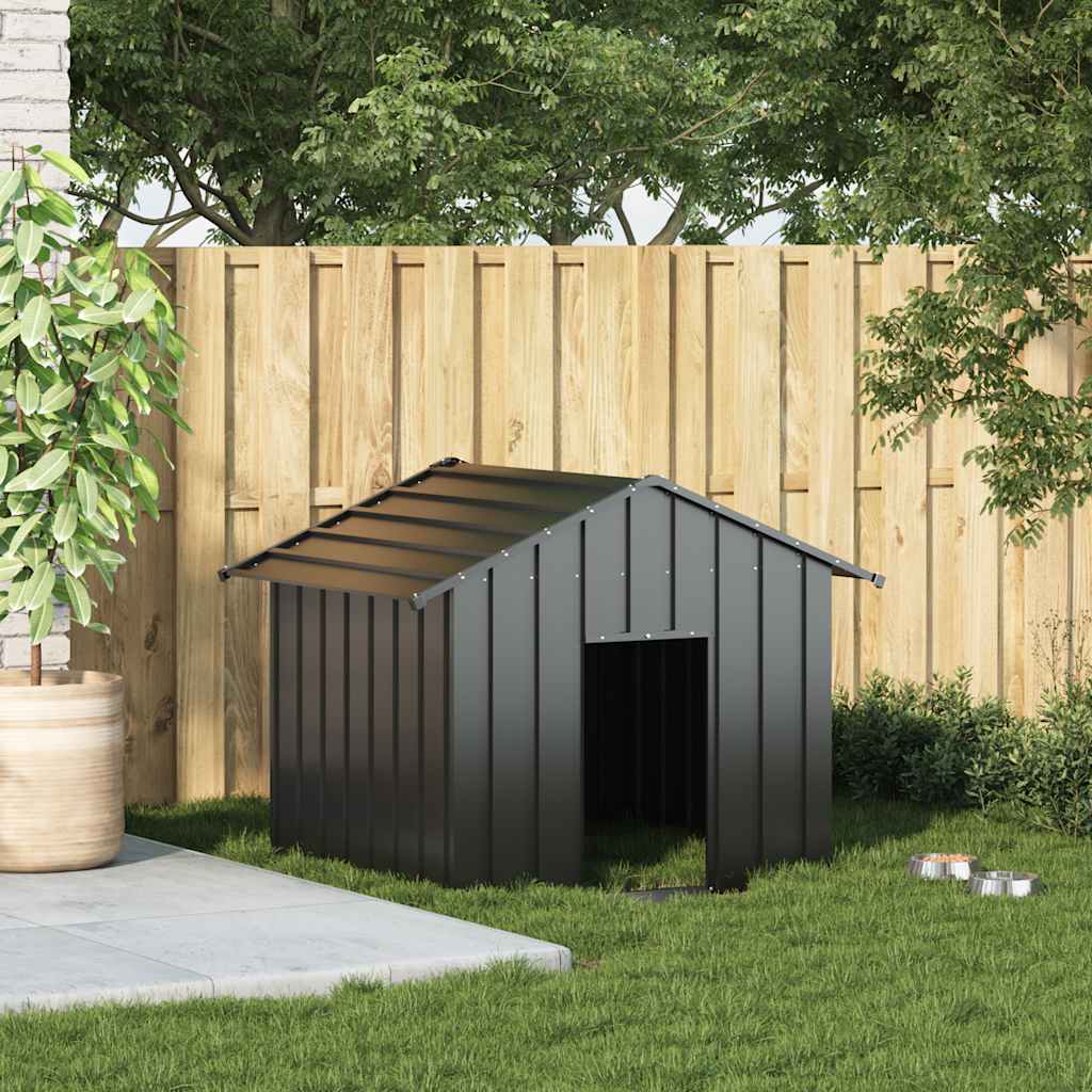 Box Per Cani Da Esterno In Acciaio Zincato Nero – Casetta Cuccia Con Tetto, Dimensioni 117x103x102 Cm Per Proteggere Il Tuo Amico A Quattro Zampe