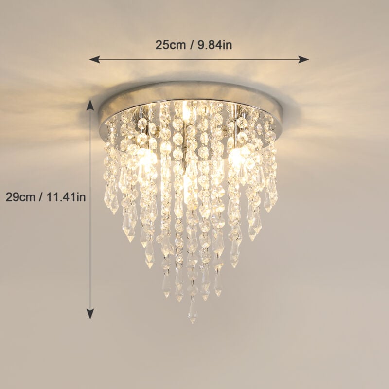 Lampada Da Terra In Cristallo K9 Con Finitura Cromata - 3 Luci E14, Stile Moderno Europeo, Altezza 150cm