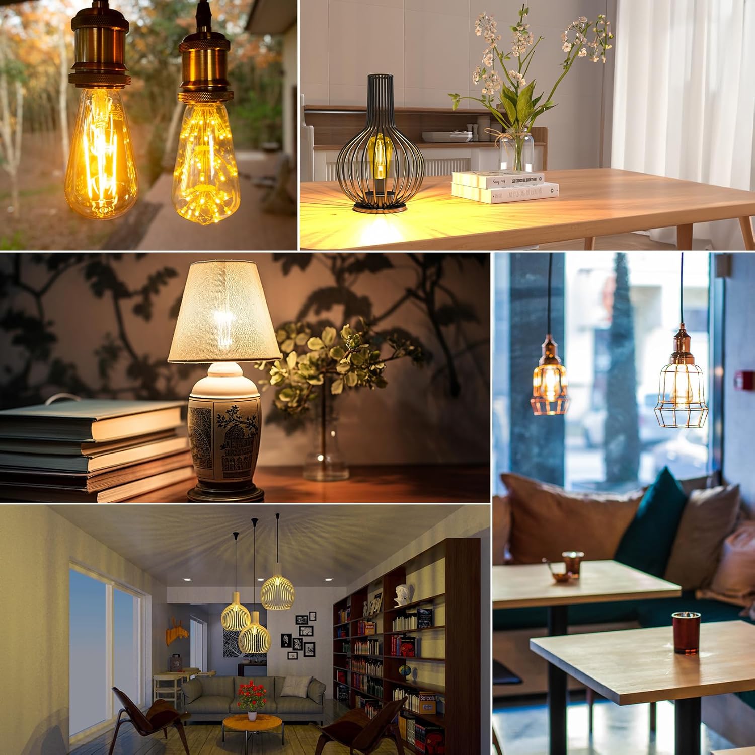 COMELY Ampoules LED Filament ST64 Ambre 4W E27, Lot de 6, Lumière Chaude 3000K, Ampoule Vintage Déco pour Suspension, Plafonnier et Lampe Intérieure - 7