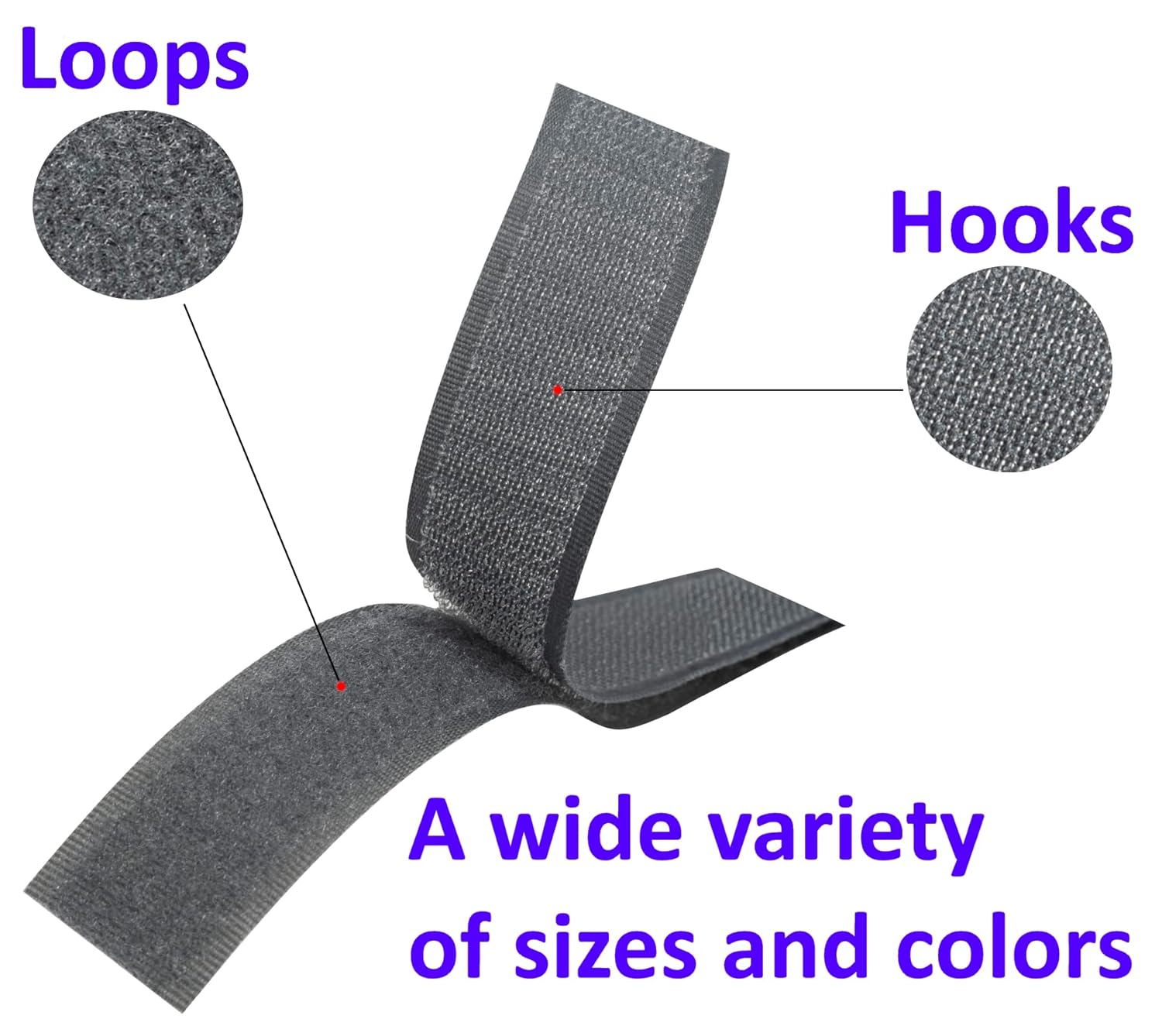 Bande/rouleau de scratch 20 mm 2 mètre auto-agrippant - organisateur/serre câbles - ruban sac vêtement attache sangle - en polyamide et polyester - 4