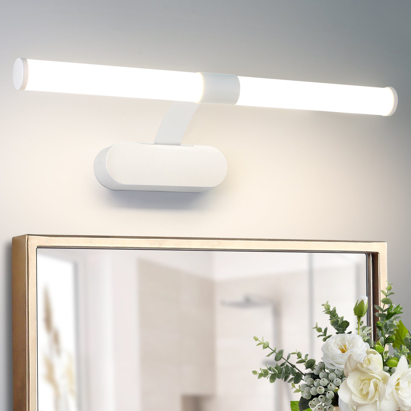 NETTLIFE Lampa lustrzana LED 40CM 6W Wodoodporna IP44 Nowoczesna Neutralna Biała 4000K Biała