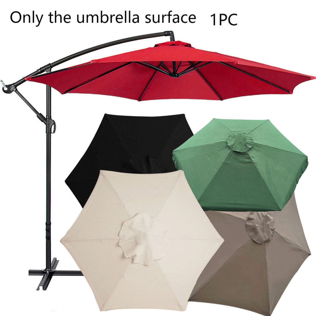 Housse de rechange pour parasol, 6 baleines, 2.7 m, imperméable, anti-UV, tissu de rechange, Kaki - 4