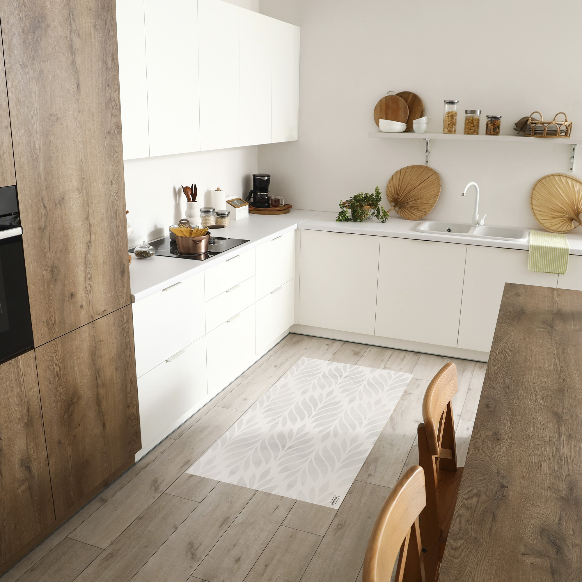 Alfombra vinílica antideslizante e irromplible, con tintas ecológicas. mod. de cocina filigrana 50x97
