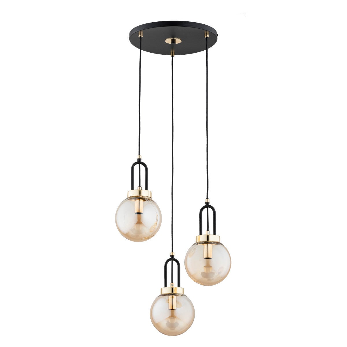 Lampa wisząca Atori czarno-złota-bursztynowy 3xE14x10W glamour wym: 95 x 38 x 38 cm metal Alfa