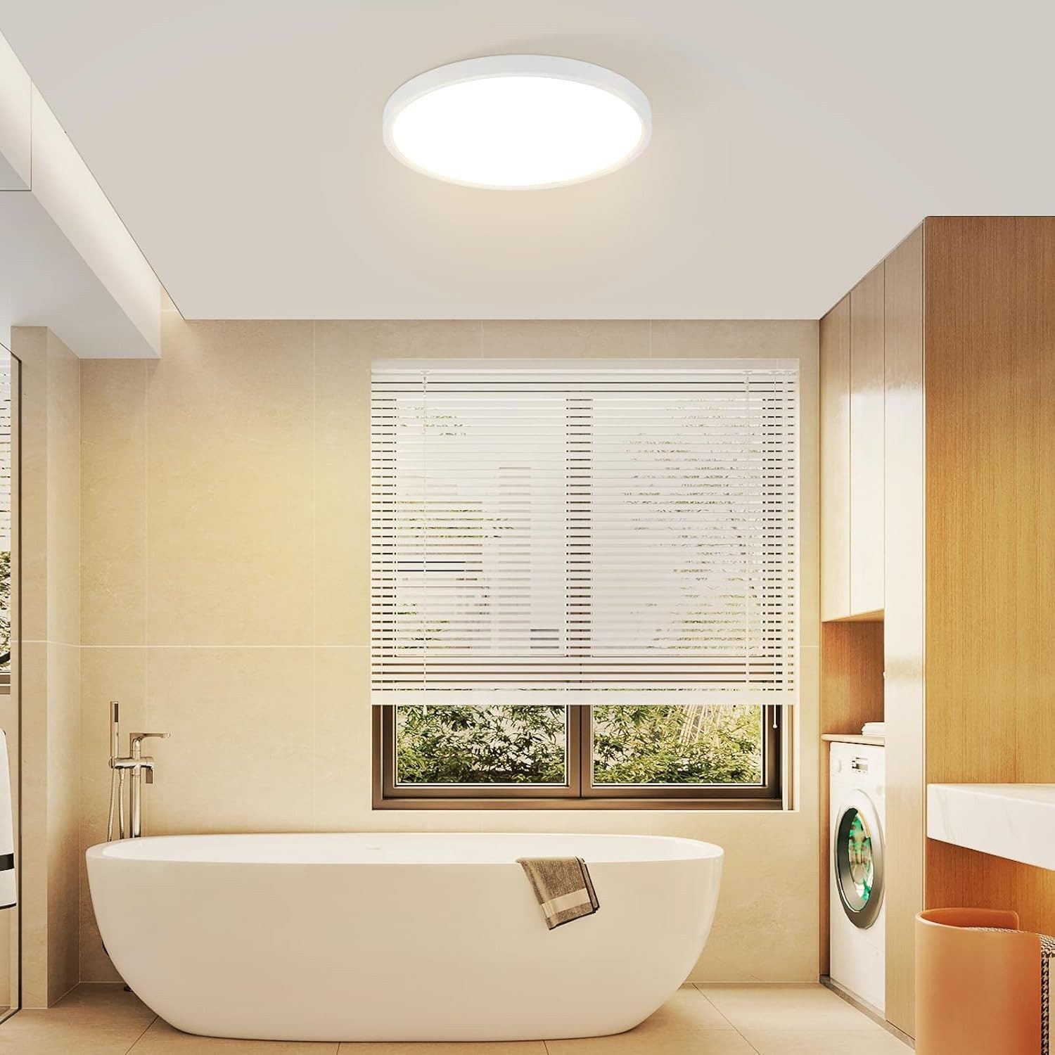 Nettlife Plafonnier Led Plat Noir Cm W Rond Salle De Bain Petit Blanc Chaud K Leroy Merlin