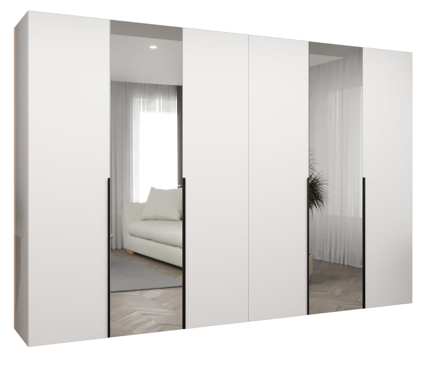 Szafa uchylna otwierana Alicante 2 300 x 52 x 202 cm biały + u. czarny Abiks Meble