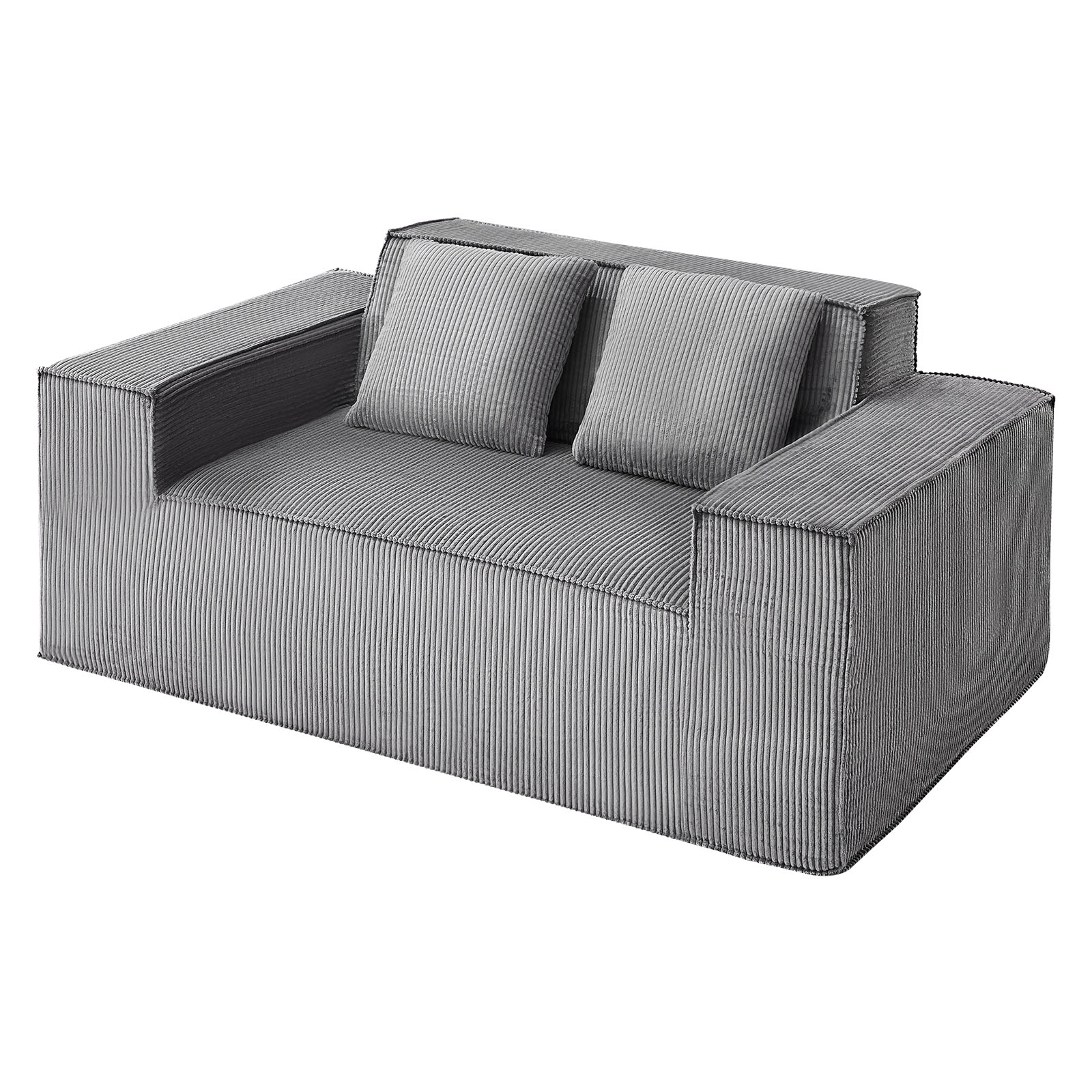 Sofá 2 plazas 160 cm, de pana con muelles ensacados y cojines suaves, para sala, dormitorio, oficina, apartamento, gris vevor