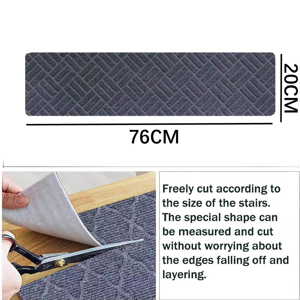Tapis d'escalier antidérapant de 20,3 x 76,2 cm pour marches en bois, tapis d'intérieur réutilisable et lavable pour animaux de compagnie, personnes âgées et enfants