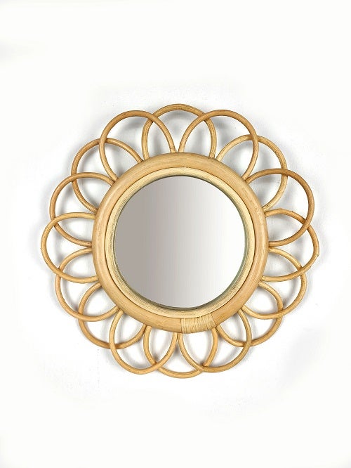 Miroir Mural - Design Rond Boho Bali (60 cm) - Miu Bois naturel