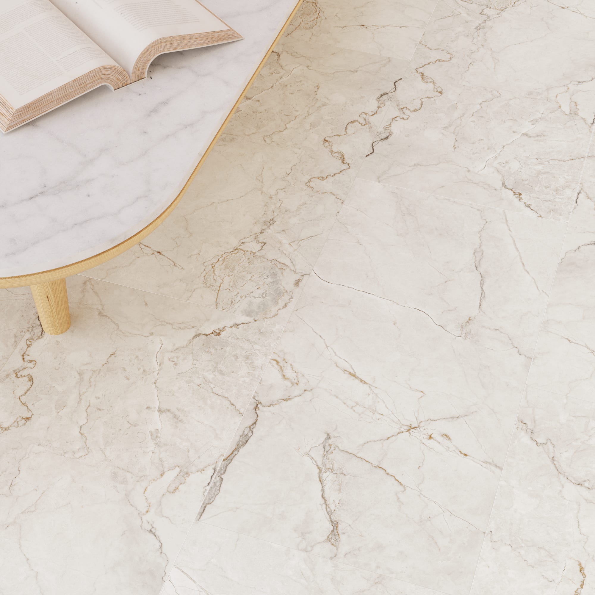 Pavimento vinílico flutuante forte ARTENS - BLUSH marmore branco - 1,67 m²/ 9 Mosaicos - 6