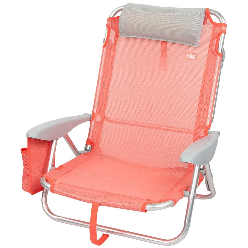 AKTIVE Chaise De Plage Pliante 49 X 58 X 80 Cm, Avec Coussin, Sac à Dos