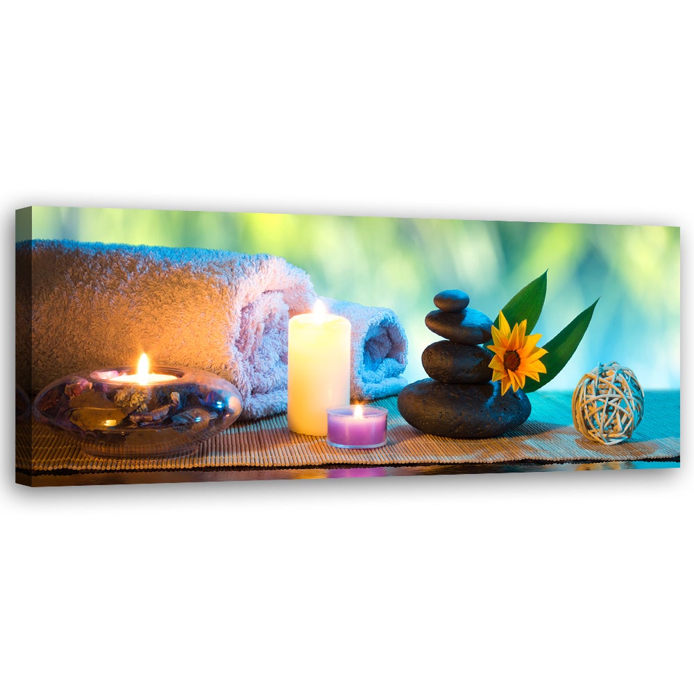 Obraz na płótnie, Świeczki Ręcznik Spa 120x40