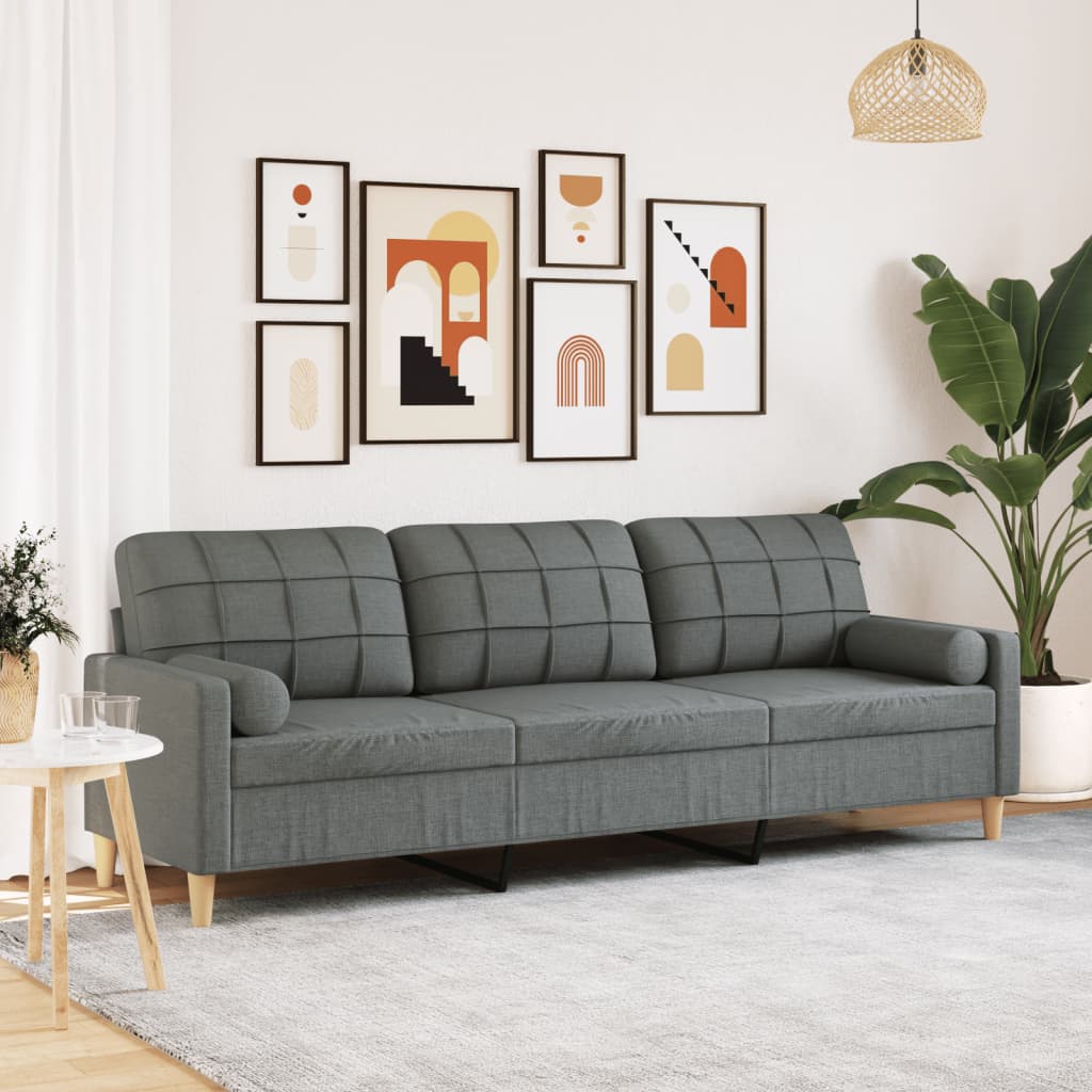 Maison exclusive - sofá de 3 plazas con cojines tela gris oscuro 210 cm