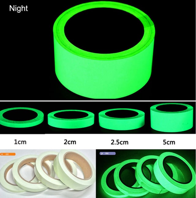 Ruban adhésif fluorescent lumineux 2 volumes, étanche, amovible, brille dans le noir, pour escaliers, scène, chambre à coucher, garage – 3 cm x 3 m