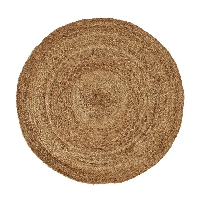 Tapis rond en jute naturel tressé double couture de 100 cm CasaSelección